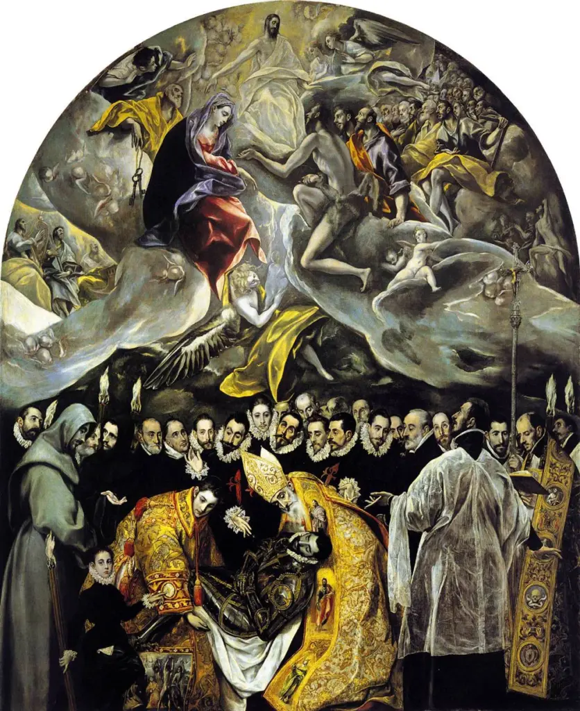 El Greco: The Burial of the Count of Orgaz, Toledo, Spain (1586–1588). Church of Santo Tomé, Toledo.