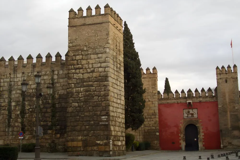 Walls and entrance gate to the Alcázar of Seville