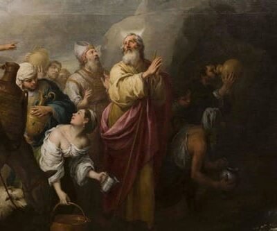 Bartolomé Esteban Murillo: Moses making water flow from the rock of Horeb (1667-70) oil on canvas, Hospital de la Caridad, Seville.