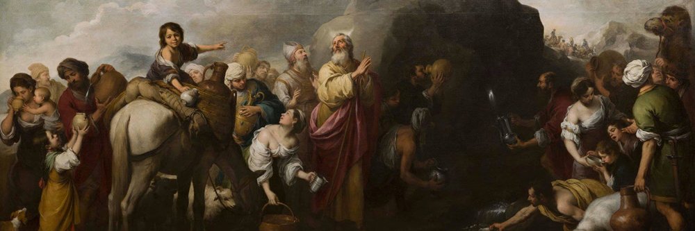 Bartolomé Esteban Murillo: Moses making water flow from the rock of Horeb (1667-70) oil on canvas, Hospital de la Caridad, Seville.