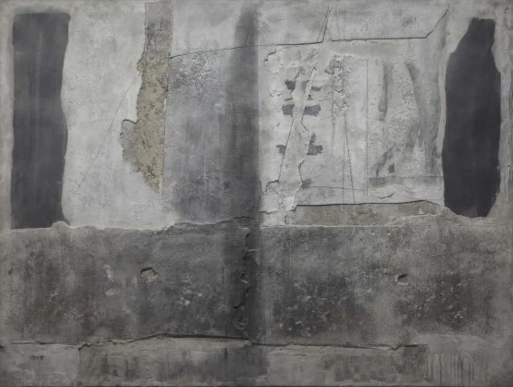 Antoni TÃ pies: Superimposition of Grey Matter (1961) oil and cement on canvas glued to wood, Reina SofÃ­a Museum, Madrid.