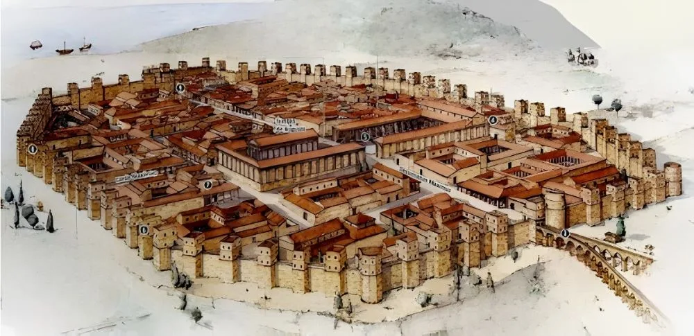Drawing Reconstructing the Ancient Barcelona.