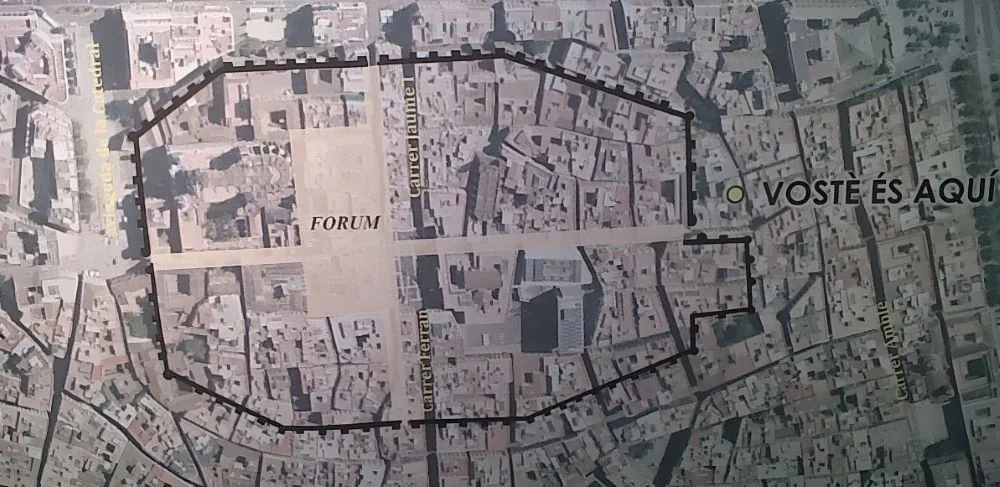 Plano de la antigua Barcino (la Barcelona romana).