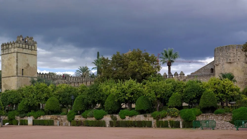Panoramic View of the Alcázar of the Christian Monarchs, Córdoba, Spain [Edited Photograph]. Credit: Berthold Werner. Licensed under CC BY-SA 3.0. 