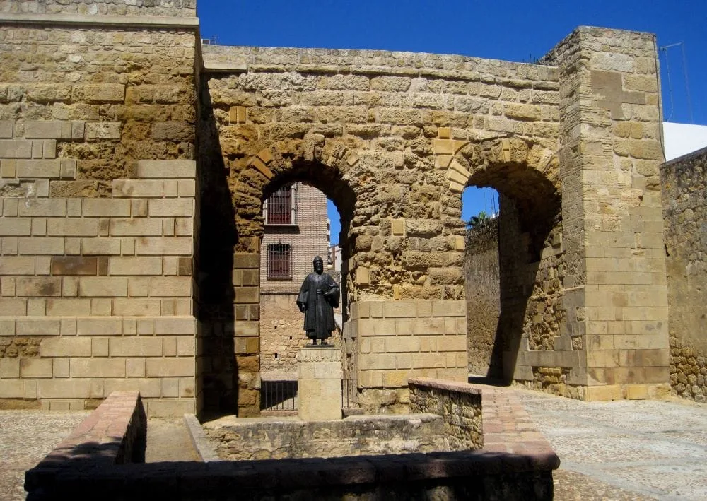 Remnants of the ancient city wall, possibly an aqueduct, beside the monument to Ibn Hazm.