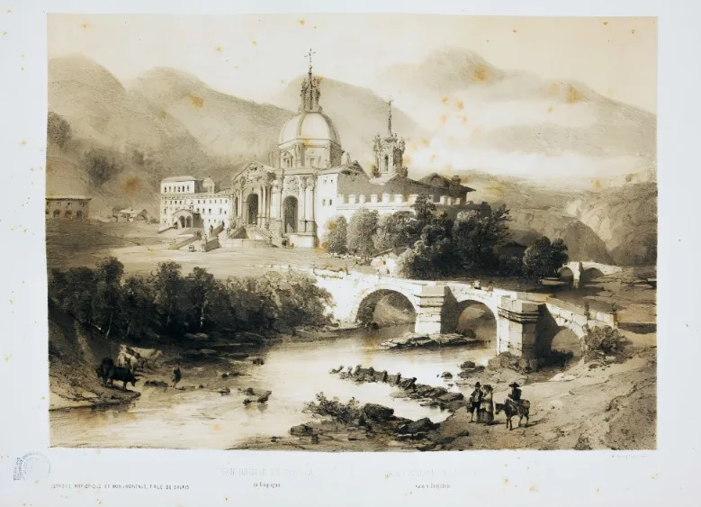 Genaro Pérez Villaamil and Eugène Ciceri: San Ignacio de Loyola in Gipuzkoa (1850) engraving, published in España artística y monumental (vol. 2, 1854).