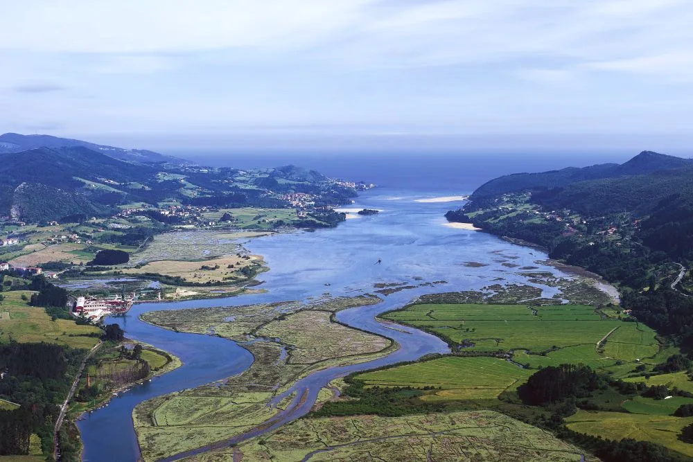 Aerial View of Urdaibai Biosphere Reserve, Bizkaia, Basque Country, Spain [Edited Photograph]. Credit: Mikel Arrazola. Licensed under CC BY 4.0. 